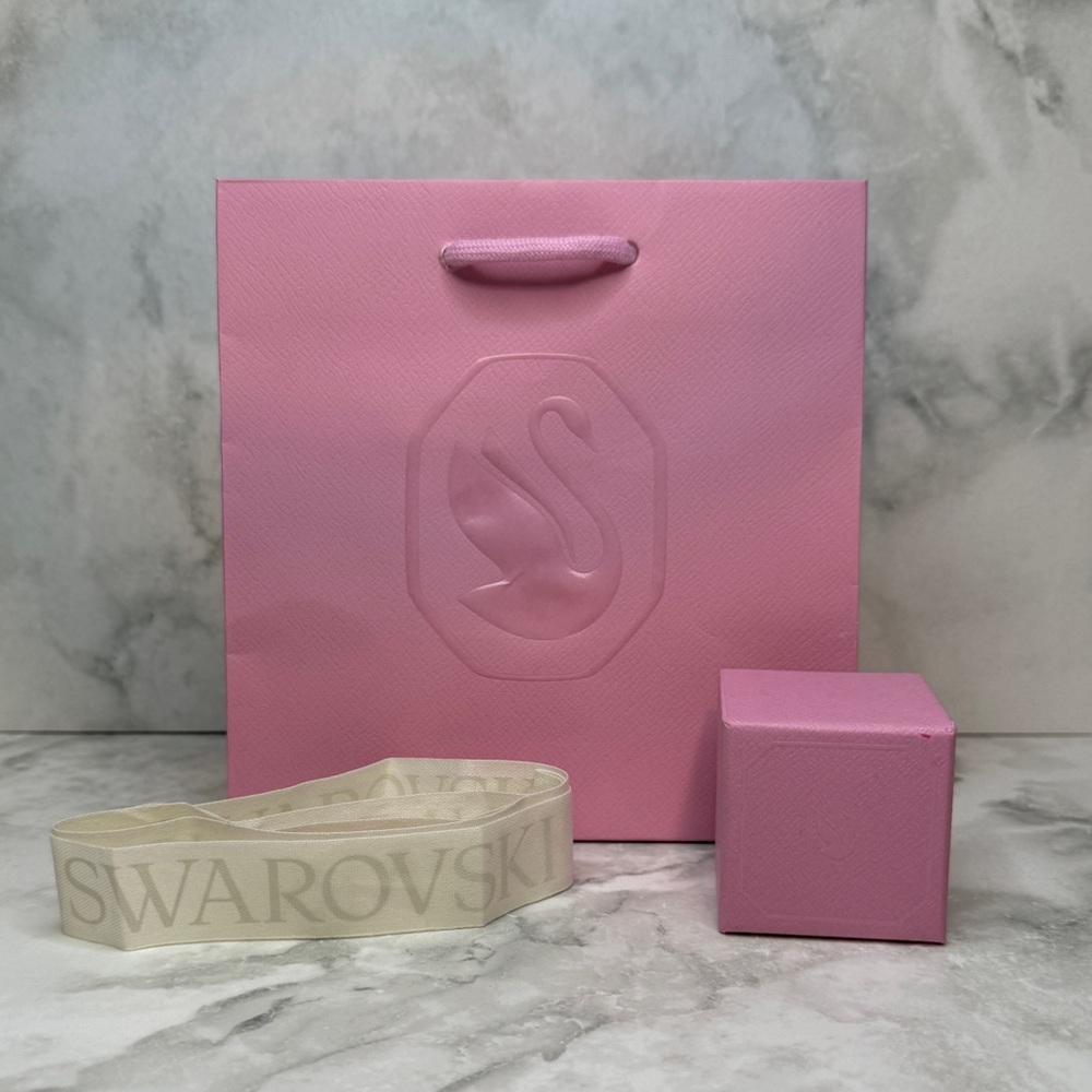 💗 Swarovski Pink Gift Packaging Set – Bag, Box, & Ribbon – Empty